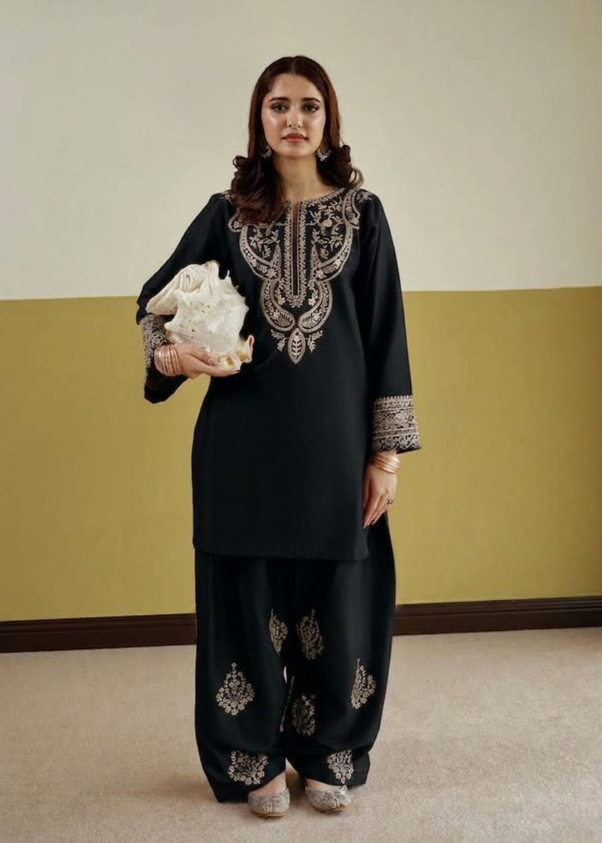 URGE Signature Pure Dhanak 2pc Embroidered Suit - Winter Frost Edition