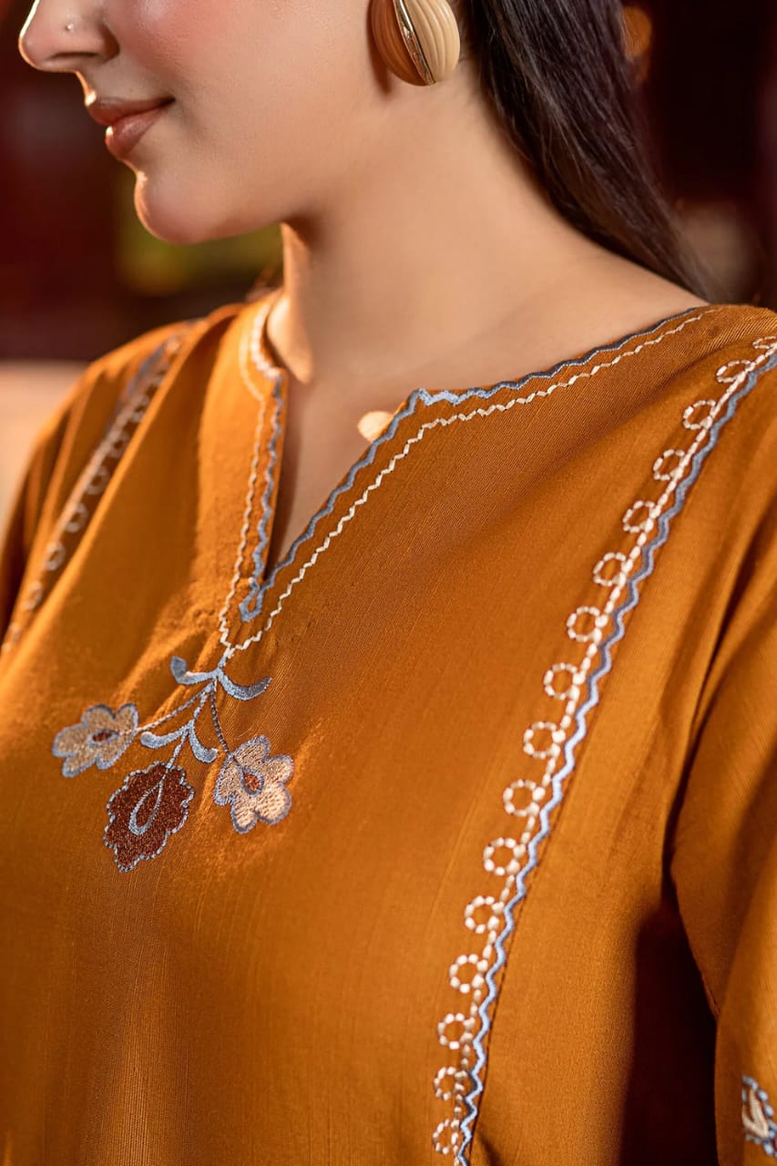 URGE Signature Pure Dhanak 2pc Embroidered Suit - Opulent Gold Edition