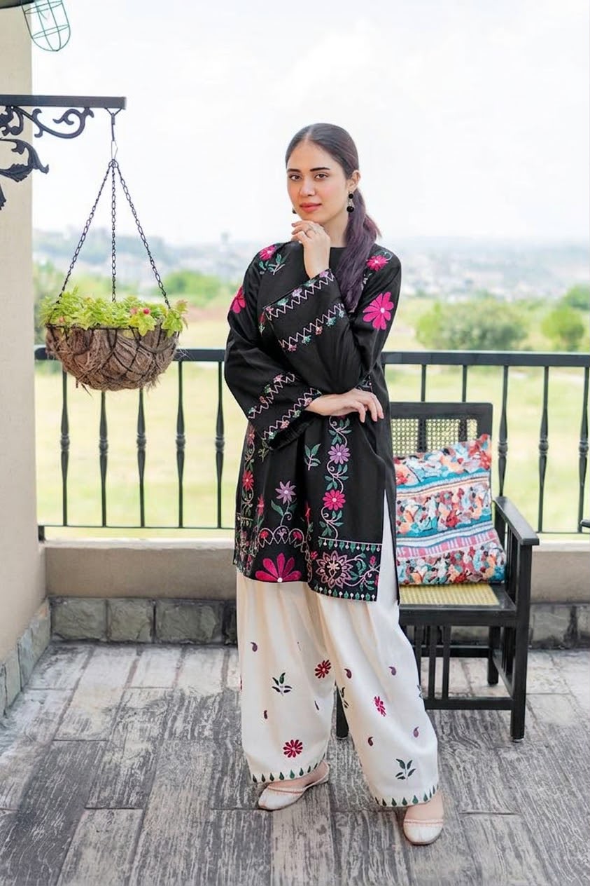 URGE Signature Pure Dhanak 2pc Embroidered Suit - Velvet Touch Edition