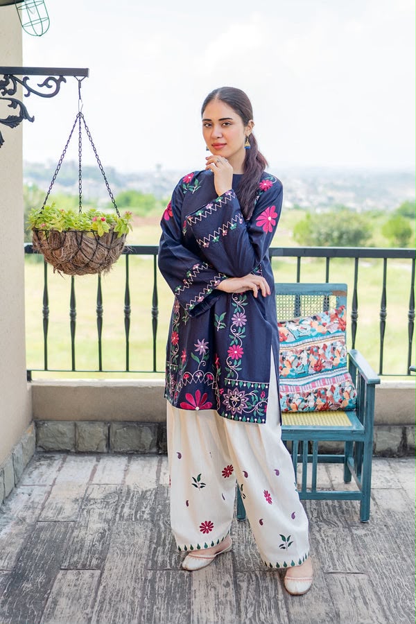 URGE Signature Pure Dhanak 2pc Embroidered Suit - Velvet Touch Edition