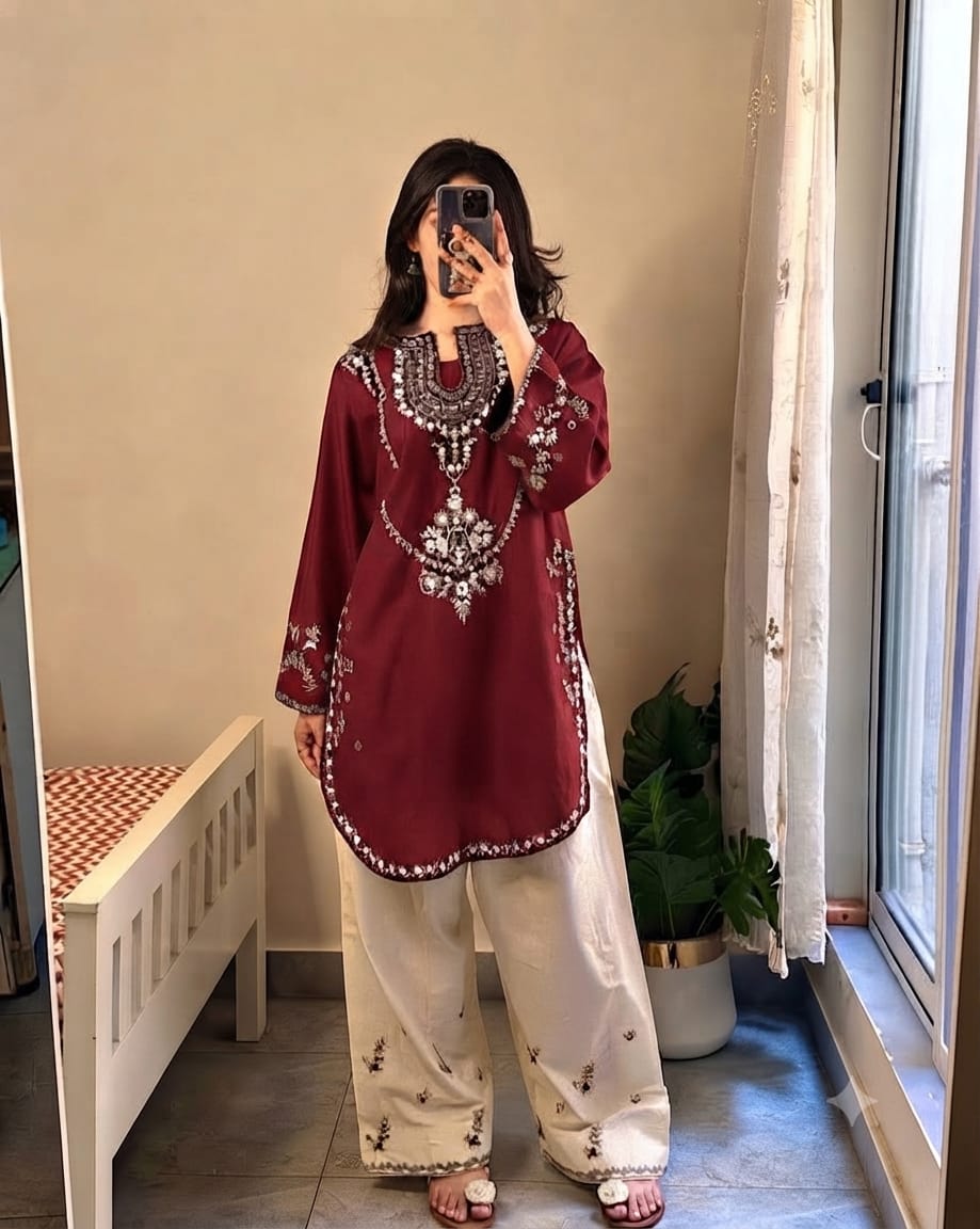 URGE Signature Pure Dhanak 2pc Embroidered Suit - Royal Bloom Edition
