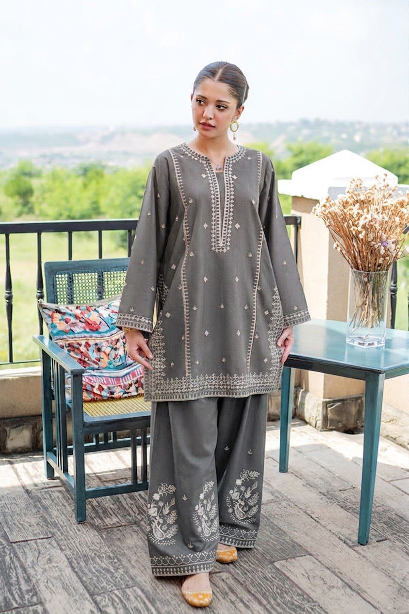 URGE Signature Pure Dhanak 2pc Embroidered Suit - Winter Grace Edition
