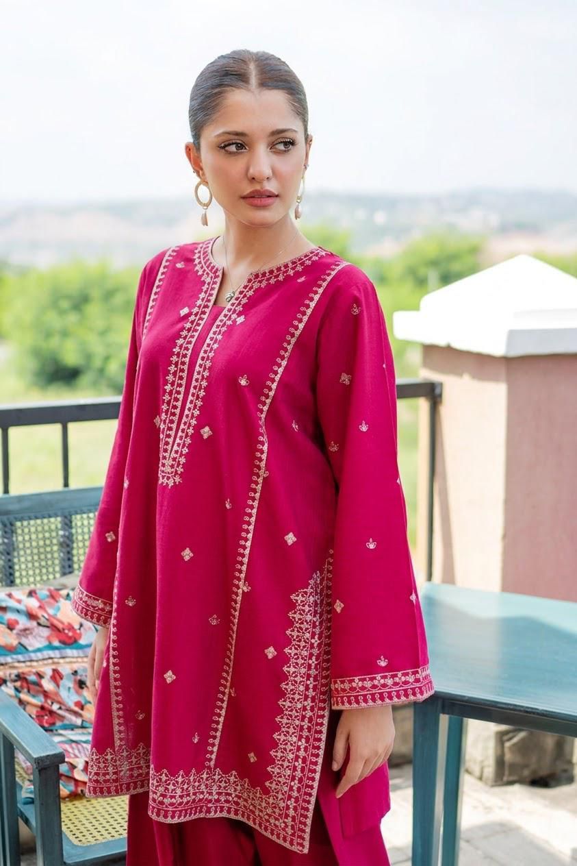 URGE Signature Pure Dhanak 2pc Embroidered Suit - Winter Grace Edition