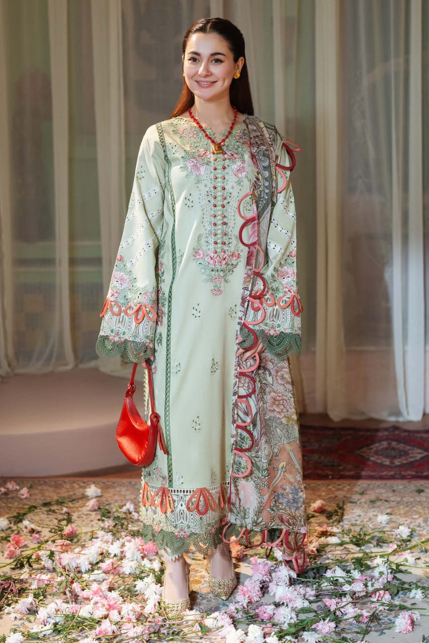 JADE PURE DHANAK 3PC EMBROIDERED LUXURY DRESS