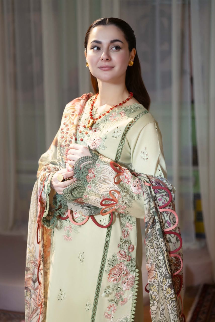 JADE PURE DHANAK 3PC EMBROIDERED LUXURY DRESS